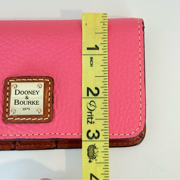 Vintage Dooney And Bourke Pink Pebbled Leather Wallet Cards Brown Small - Picture 12 of 13